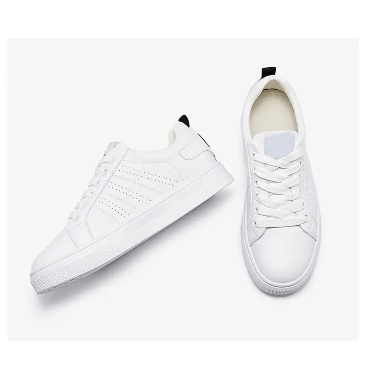 Cheap Simple Design Pu Upper Unisex Cozy White Sneaker Men Flat Casual Shoes For Women